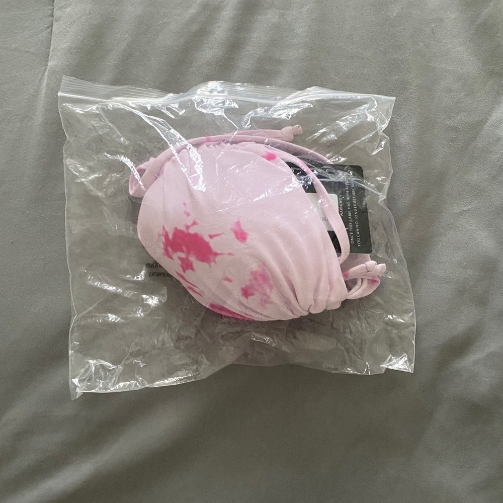 Pink & White Tie-Dye Ruched Bikini Top - Picture 3 of 5